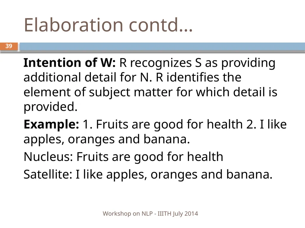 Discourse Processing Ranjani Parthasarathi - slide 39 of 99