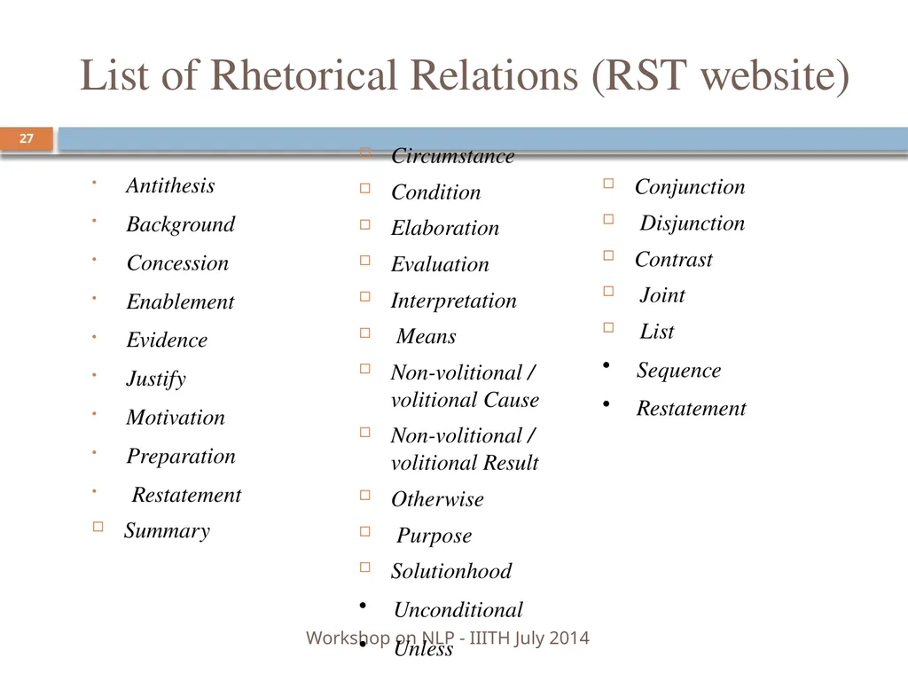 Discourse Processing Ranjani Parthasarathi - slide 27 of 99