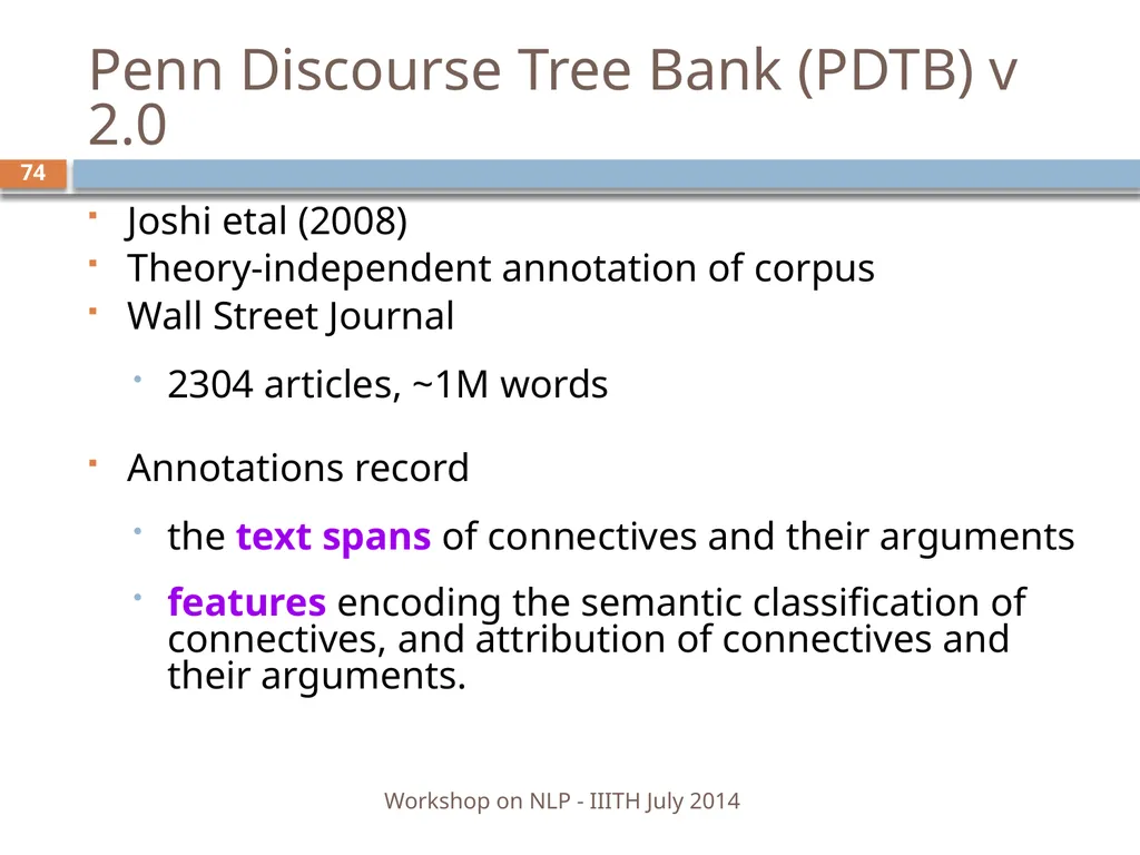 Discourse Processing Ranjani Parthasarathi - slide 74 of 99
