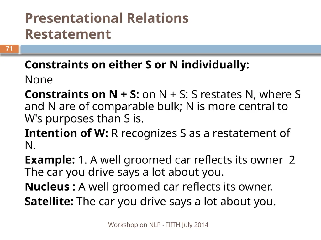 Discourse Processing Ranjani Parthasarathi - slide 71 of 99
