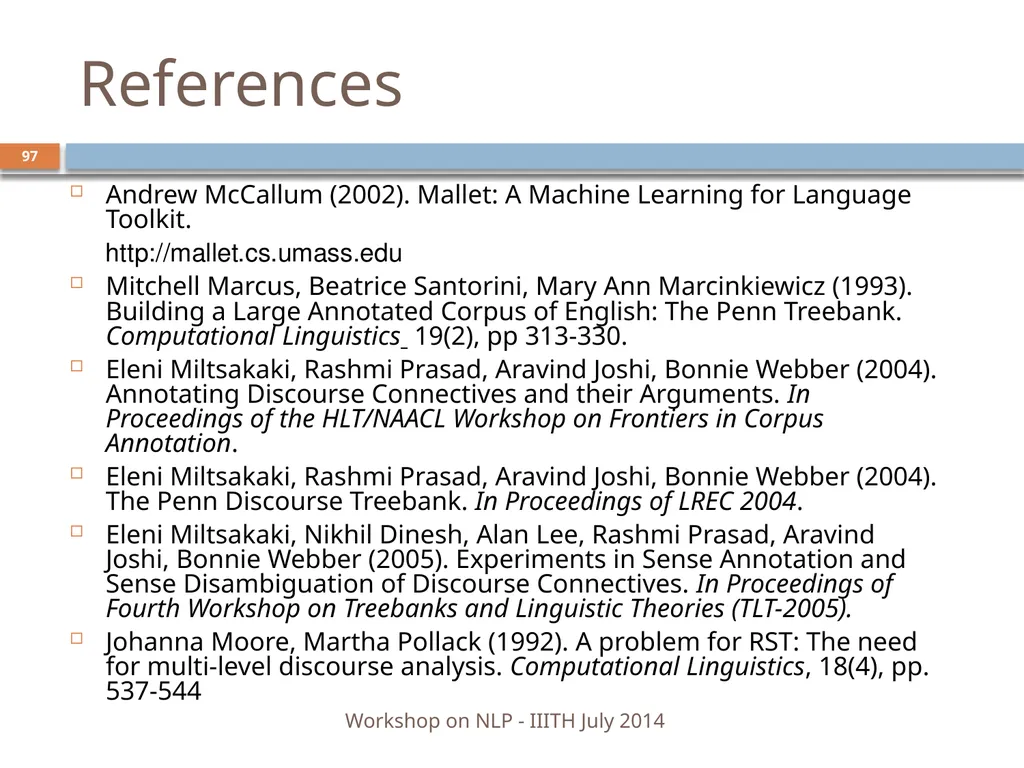 Discourse Processing Ranjani Parthasarathi - slide 97 of 99