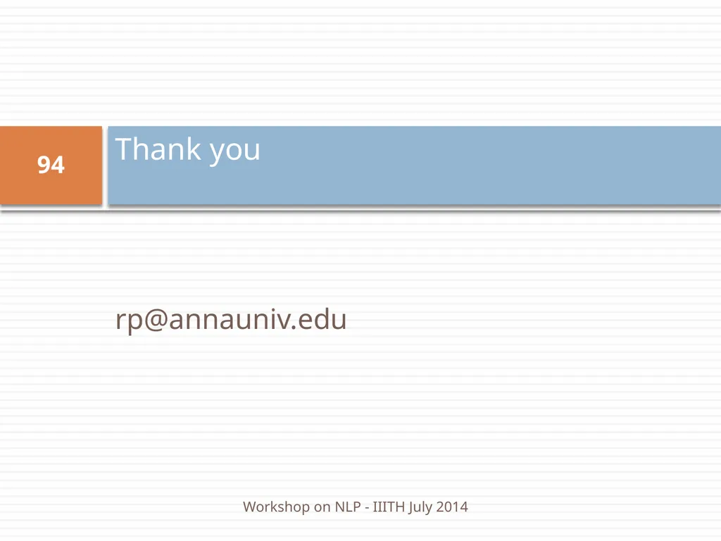 Discourse Processing Ranjani Parthasarathi - slide 94 of 99