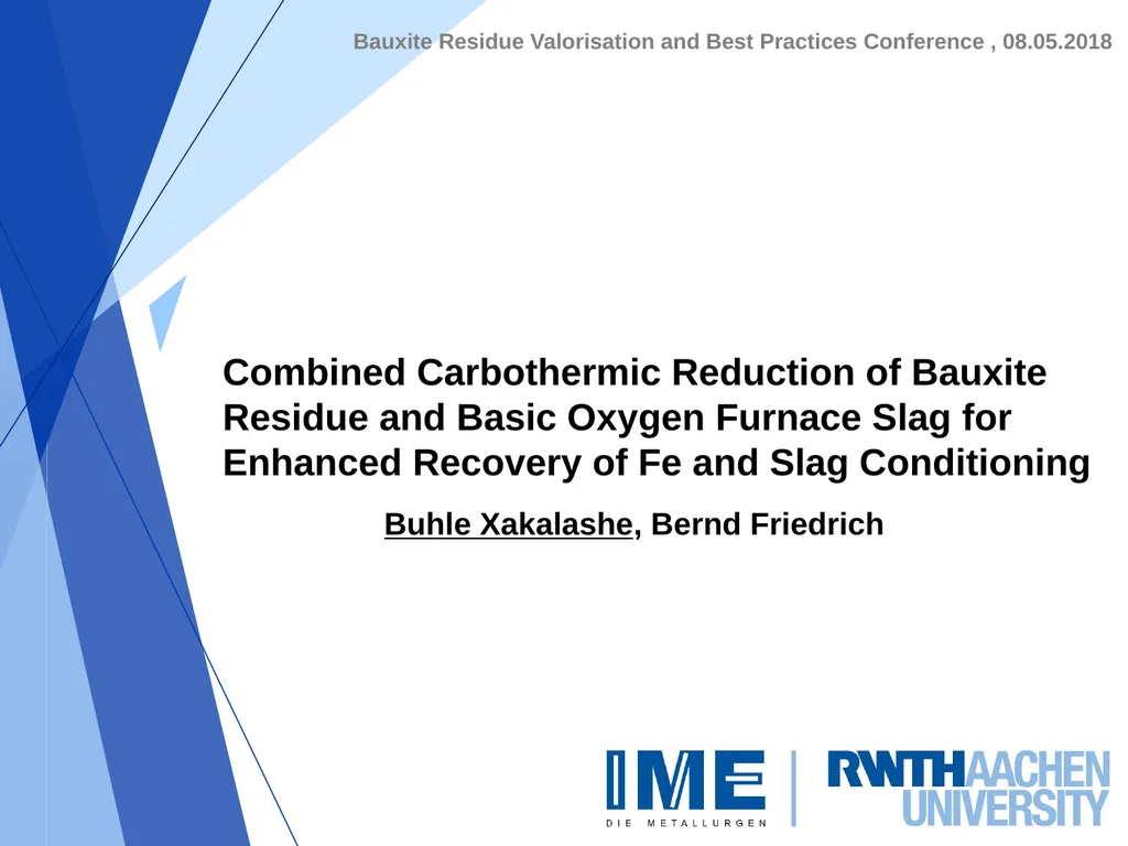 Combined Carbothermic Reduction of Bauxite Residue - slide 1 of 10