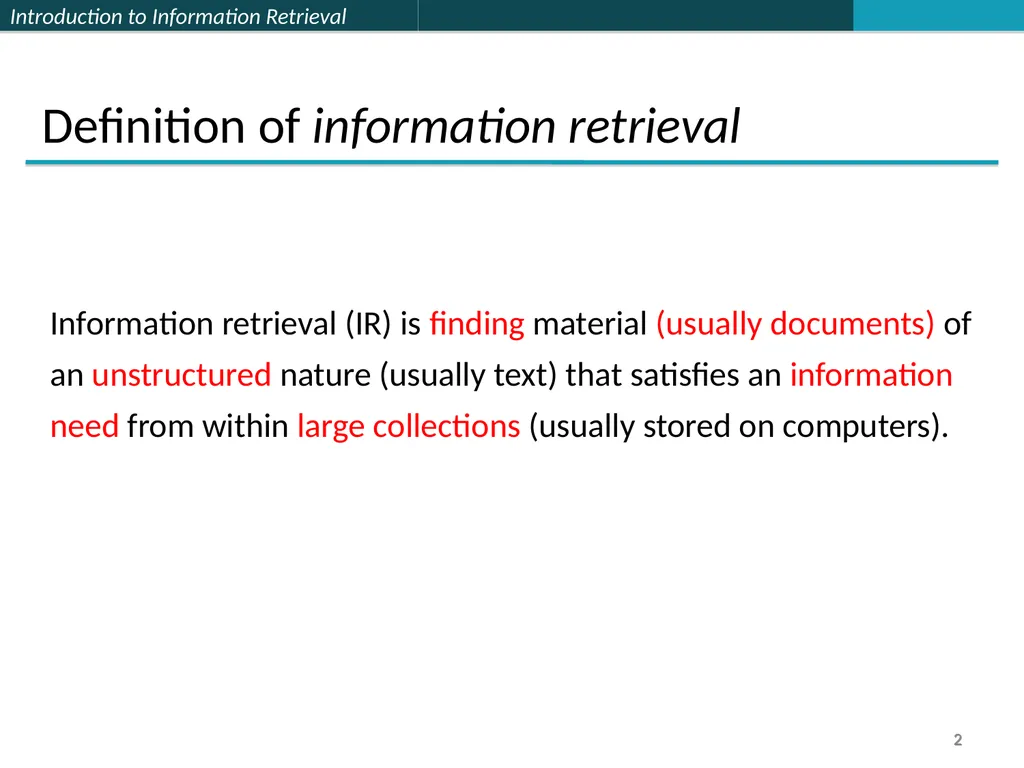 Lecture 1 : Full-text Indexing 楊立偉教授 台灣科大資管系 - slide 2 of 39