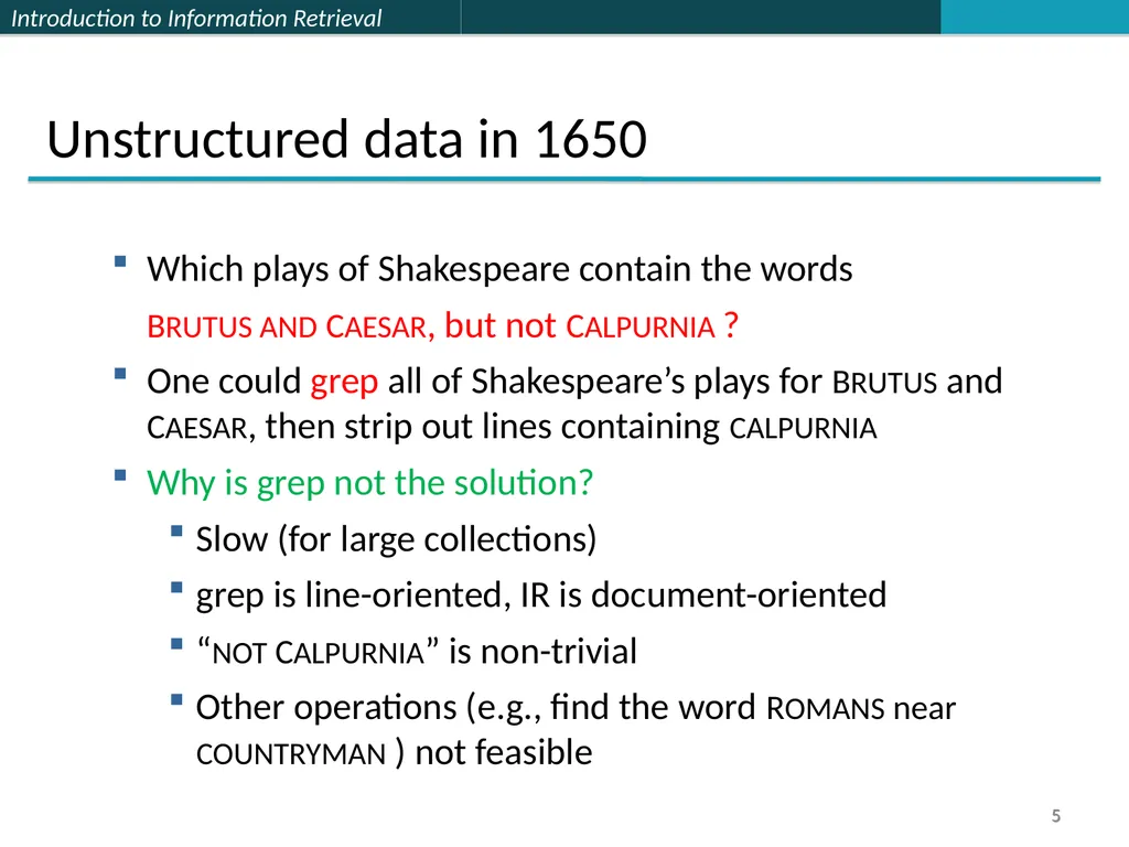 Lecture 1 : Full-text Indexing 楊立偉教授 台灣科大資管系 - slide 5 of 39