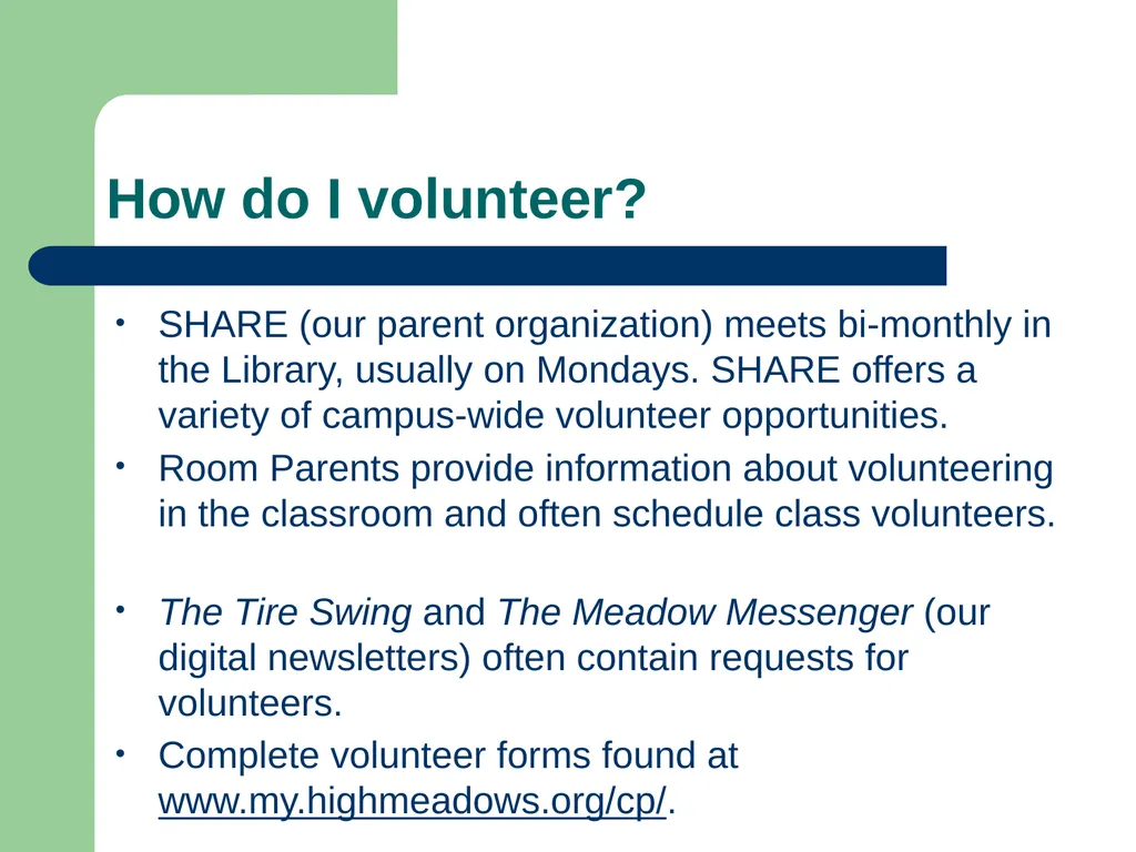 High Meadows School Volunteering and - slide 6 of 30