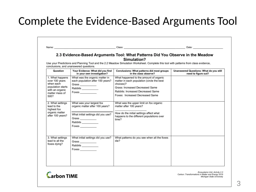 Ecosystems Unit Activity 2.3 Evidence-Based - slide 3 of 10