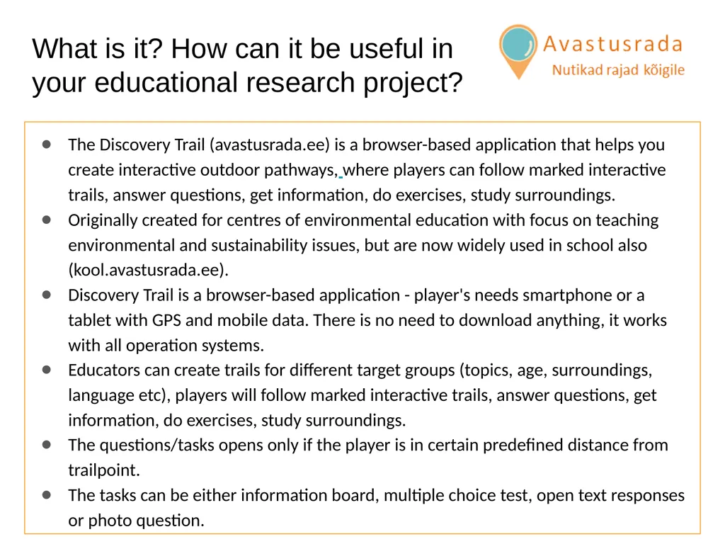 Living Labs Toolbox Discovery Trail (Avastusrada) - slide 2 of 7