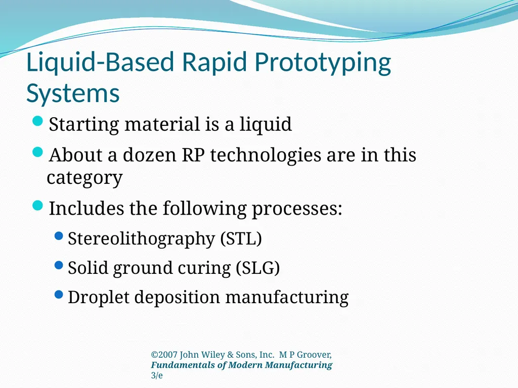 Classification of RP Technologies There are - slide 2 of 19