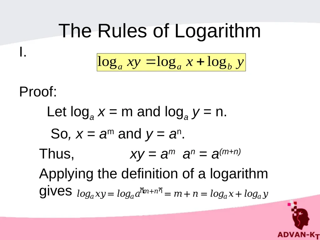 LOGARITHMS Definition of a logarithm If a number y - slide 6 of 16