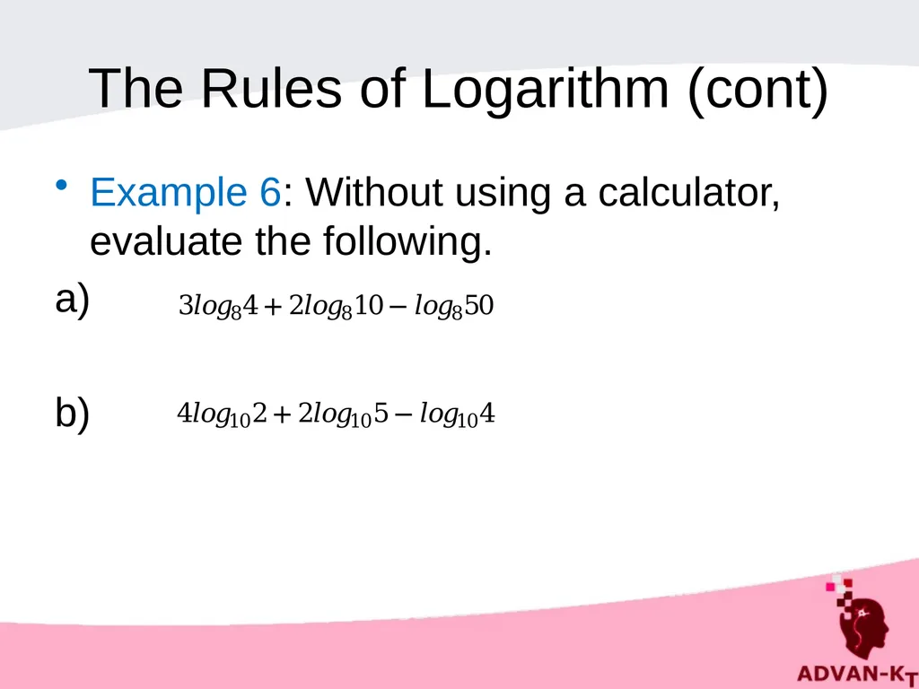 LOGARITHMS Definition of a logarithm If a number y - slide 10 of 16