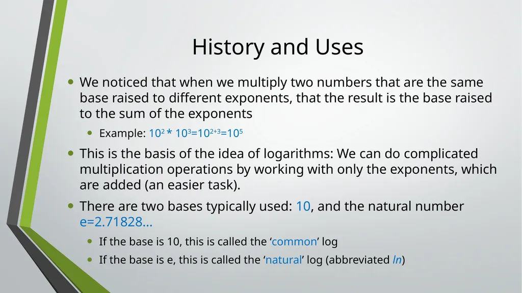 Logarithms ID1050– Quantitative & Qualitative - slide 2 of 11
