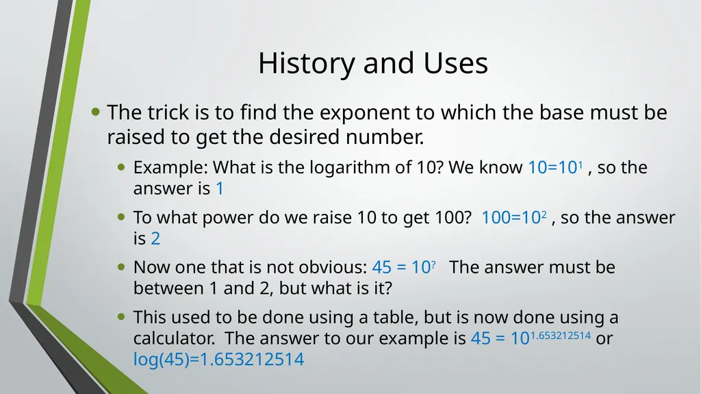 Logarithms ID1050– Quantitative & Qualitative - slide 3 of 11