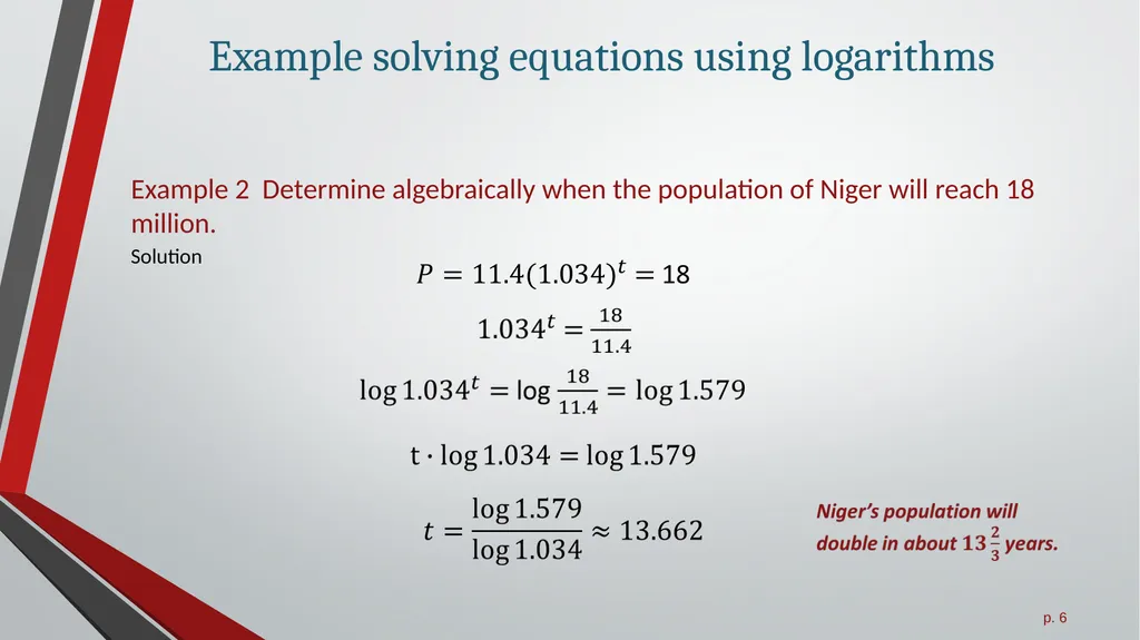 Logarithmic Functions All slides in this - slide 6 of 17