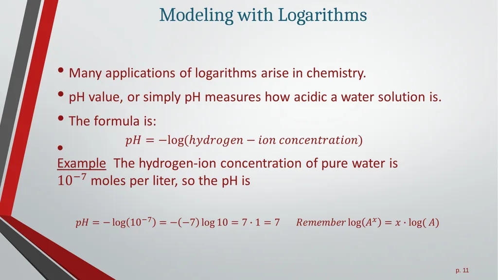 Logarithmic Functions All slides in this - slide 11 of 17