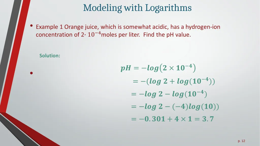 Logarithmic Functions All slides in this - slide 12 of 17
