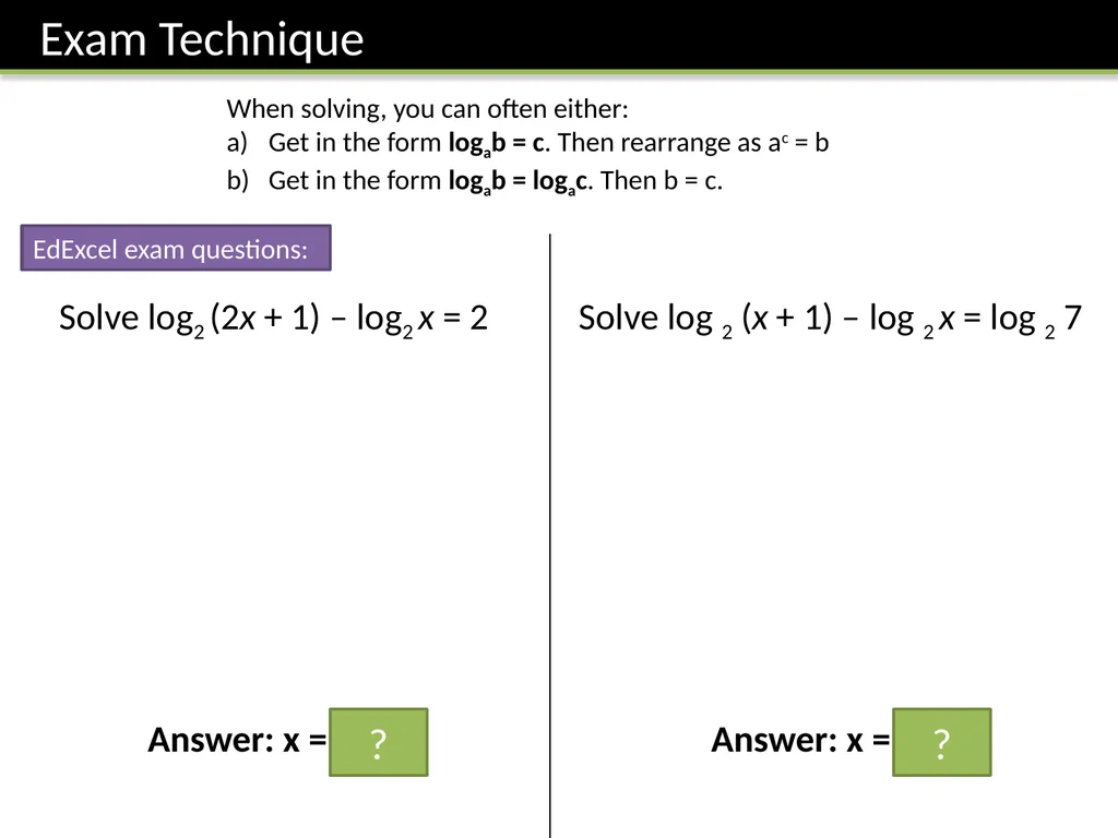 ζ C2 – Logarithms Dr J Frost Sketch a graph - slide 26 of 27