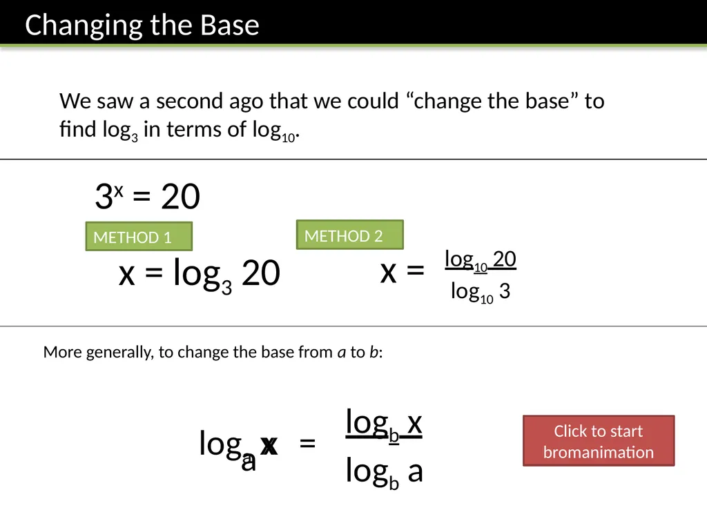 ζ C2 – Logarithms Dr J Frost Sketch a graph - slide 20 of 27