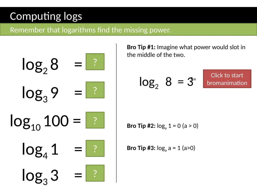 ζ C2 – Logarithms Dr J Frost Sketch a graph - slide 5 of 27