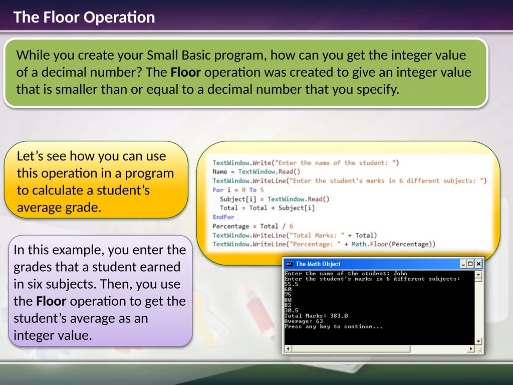 The Math Object Estimated time to complete this - slide 7 of 14