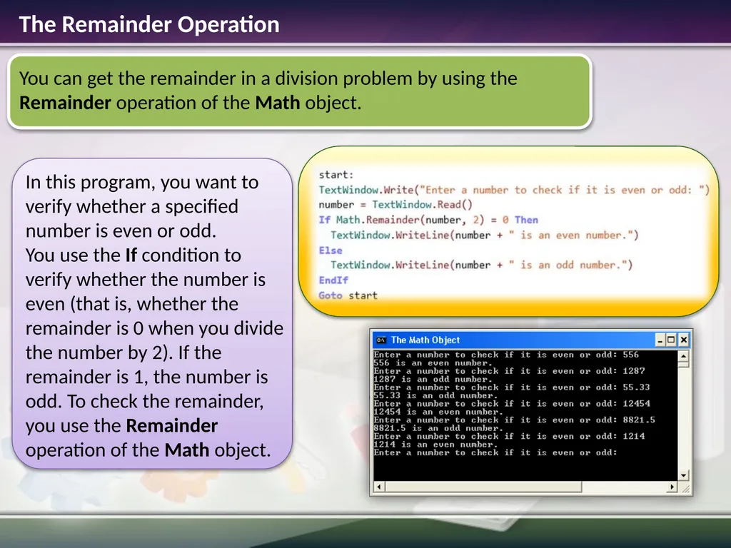 The Math Object Estimated time to complete this - slide 12 of 14