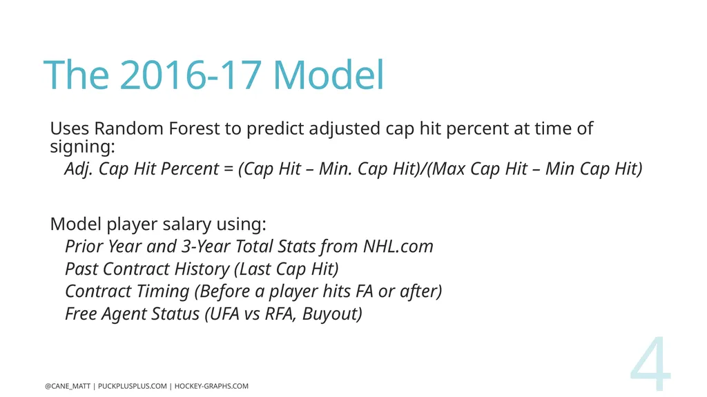 Predicting NHL Player Contracts Matt Cane - slide 4 of 13