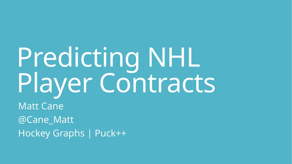 Predicting NHL Player Contracts Matt Cane
