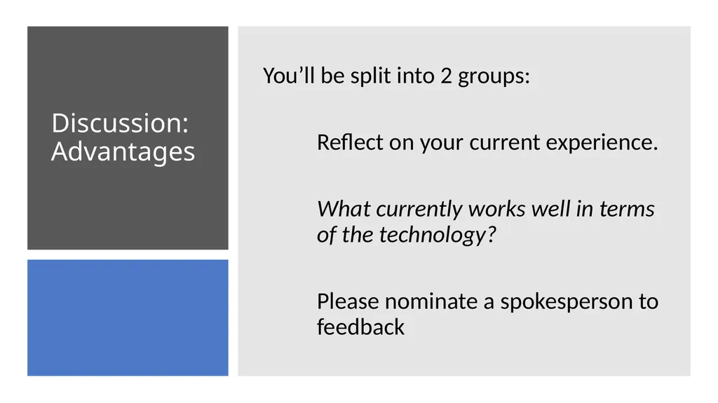 Session structure Discussion based: Current - slide 4 of 30