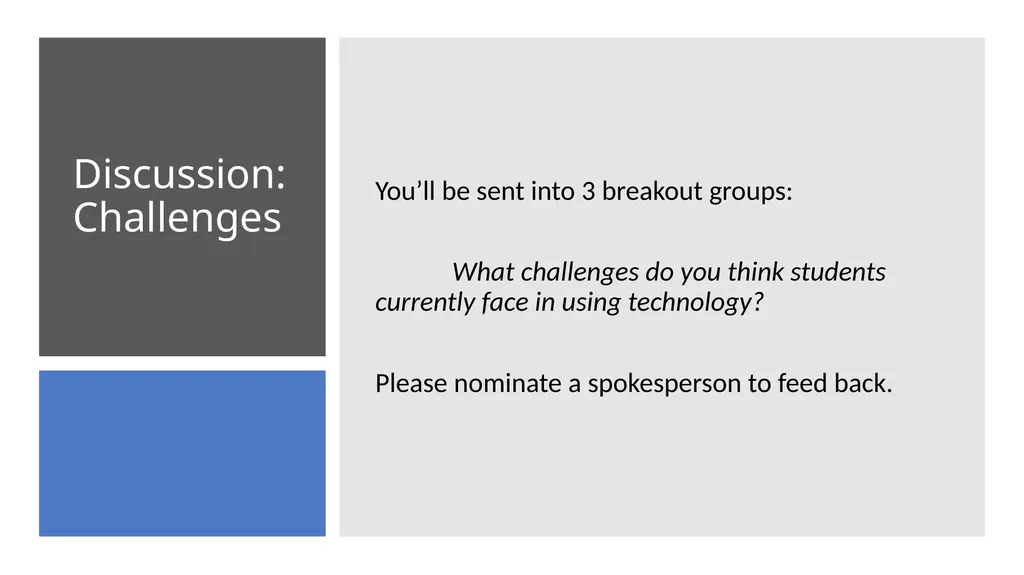 Session structure Discussion based: Current - slide 3 of 30