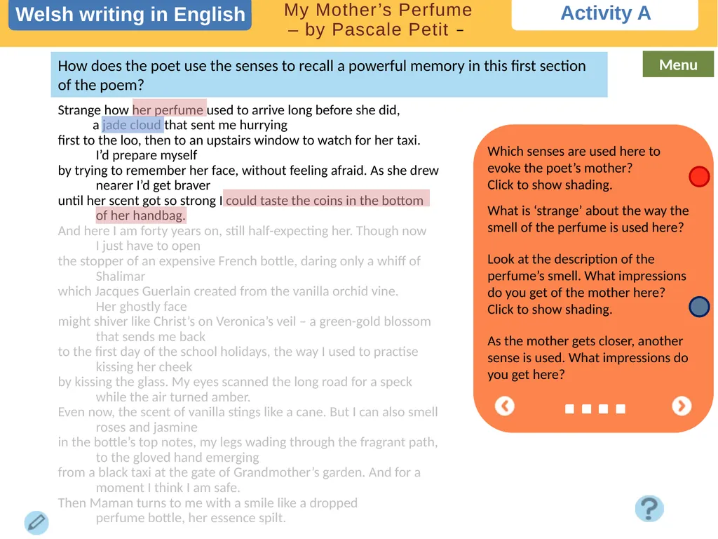 Choose a task Choose a task based on the poem. - slide 2 of 6