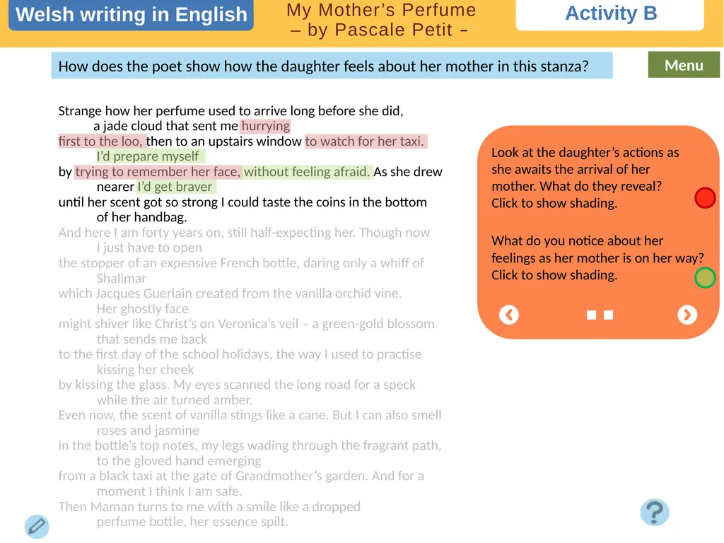 Choose a task Choose a task based on the poem. - slide 3 of 6