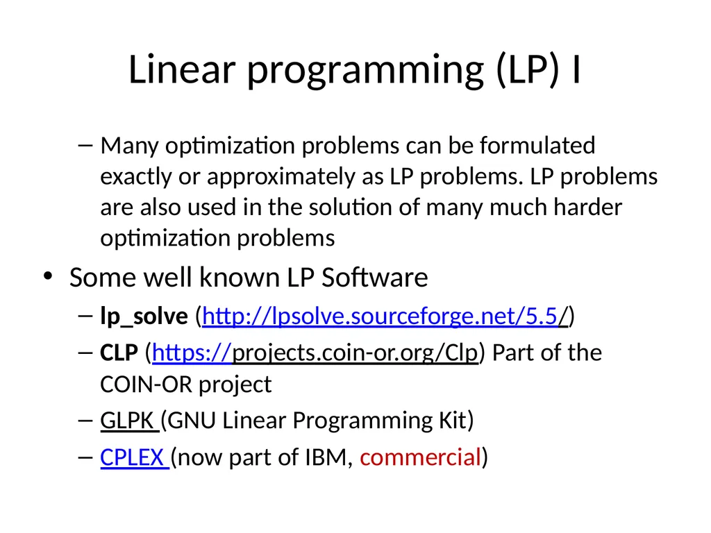 LPs and MIPs background and solution approaches - slide 18 of 34