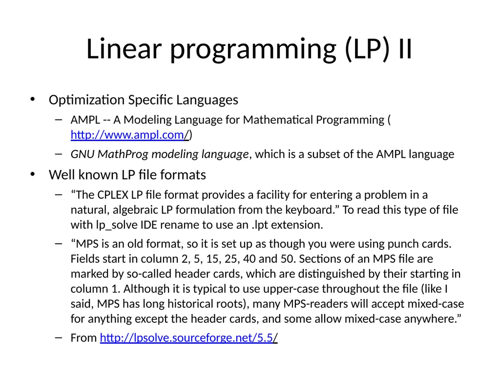 LPs and MIPs background and solution approaches - slide 19 of 34