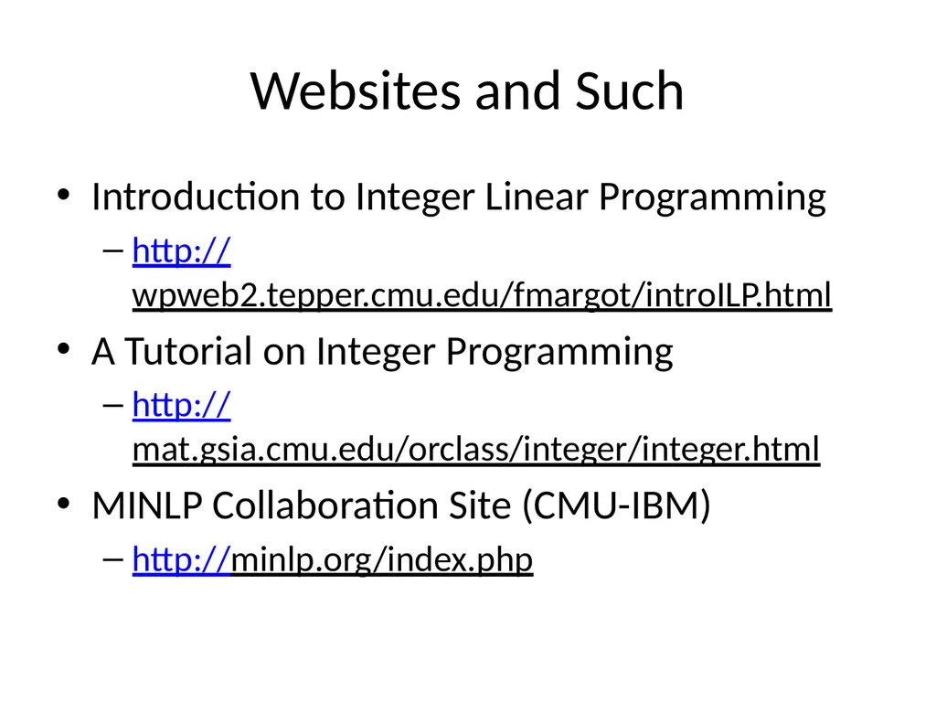 LPs and MIPs background and solution approaches - slide 34 of 34