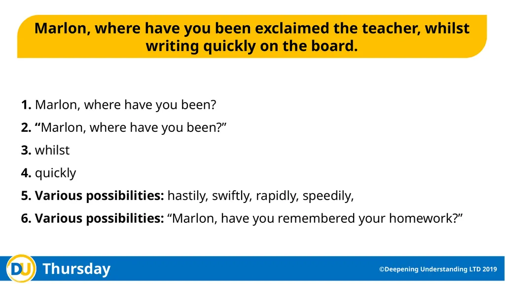 Grammar Workout Year 5 ©Deepening Understanding - slide 9 of 11