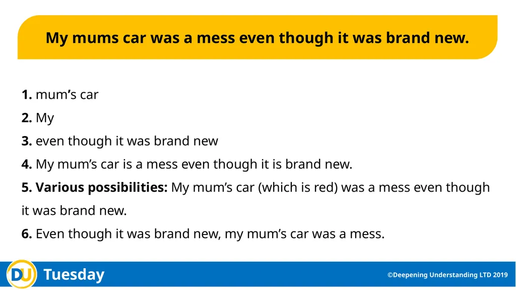 Grammar Workout Year 5 ©Deepening Understanding - slide 5 of 11
