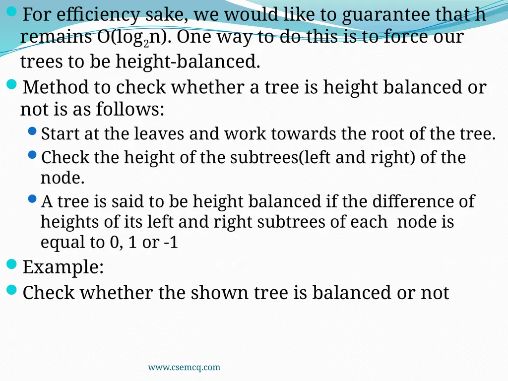 AVL Tree www.csemcq.com The efficiency of many - slide 3 of 27