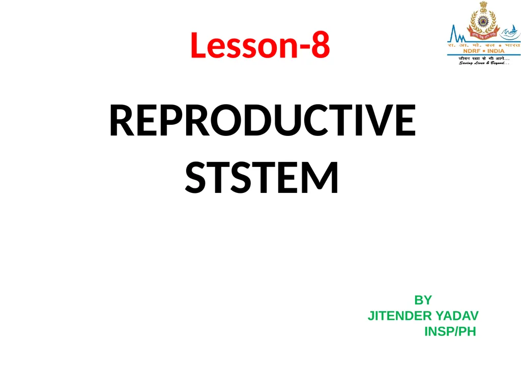 Lesson-8 REPRODUCTIVE STSTEM BY JITENDER YADAV