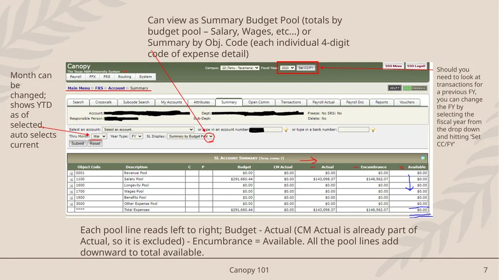 Canopy 101 An Introduction to Canopy/FAMIS Access - slide 7 of 16