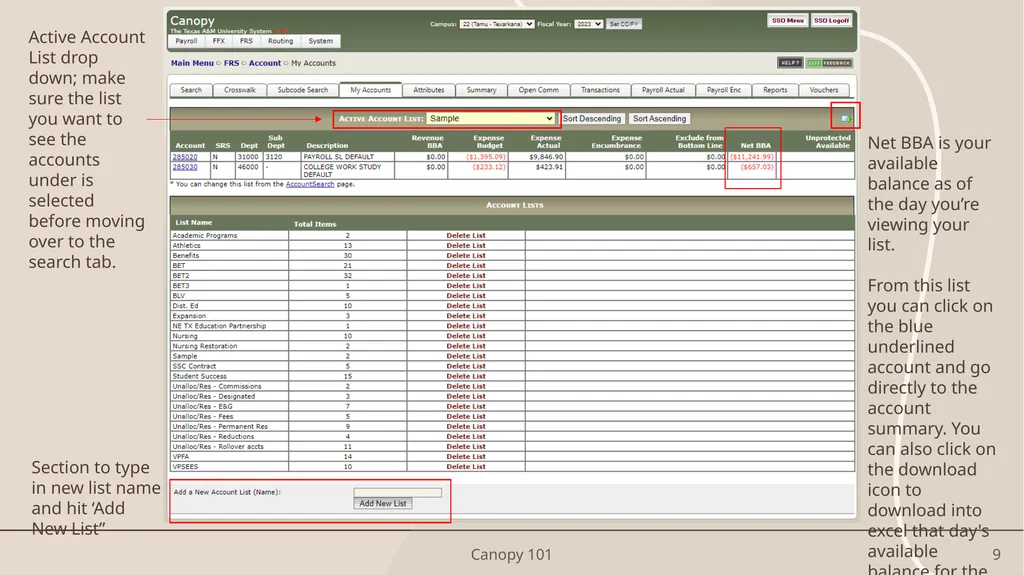 Canopy 101 An Introduction to Canopy/FAMIS Access - slide 9 of 16