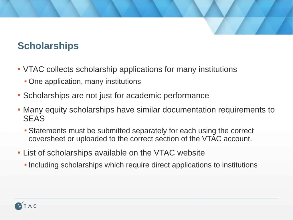 Applying for tertiary study, scholarships, and - slide 20 of 21
