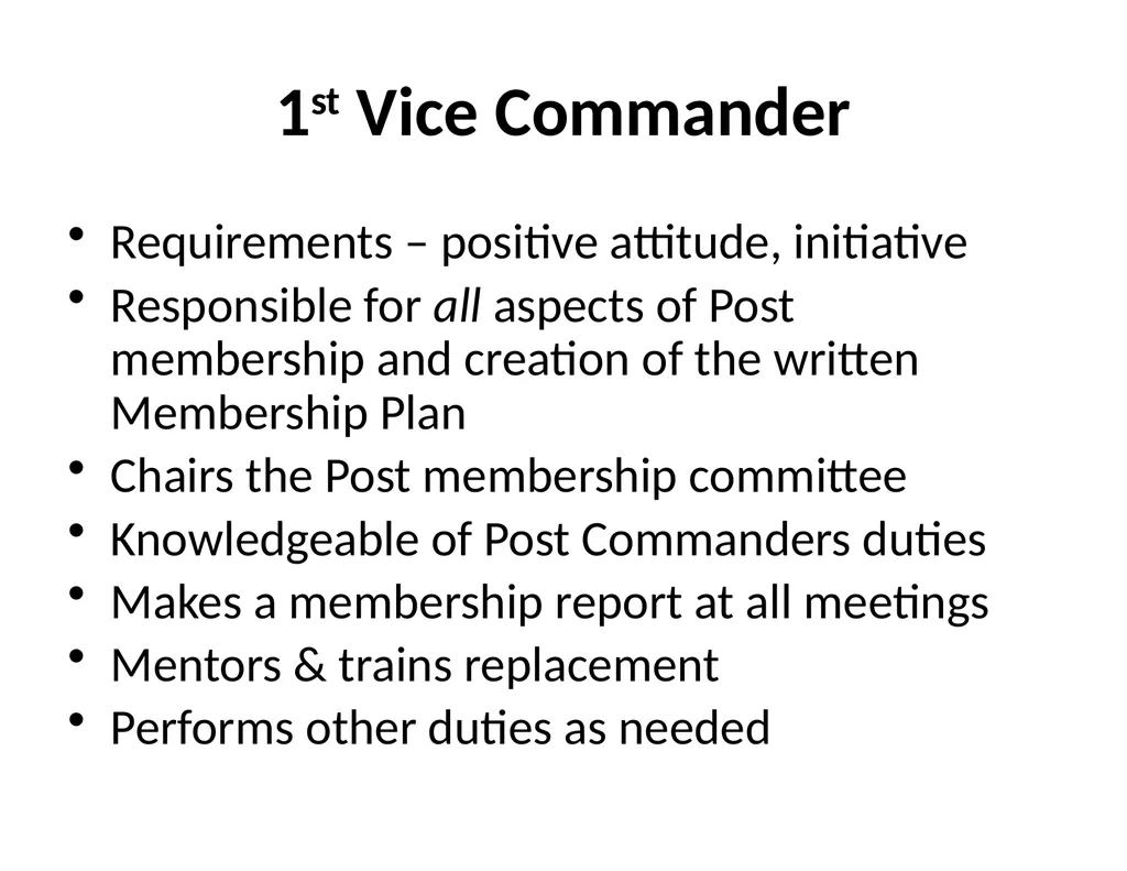 Post Officer Duties & Responsibilities “Getting - slide 7 of 18