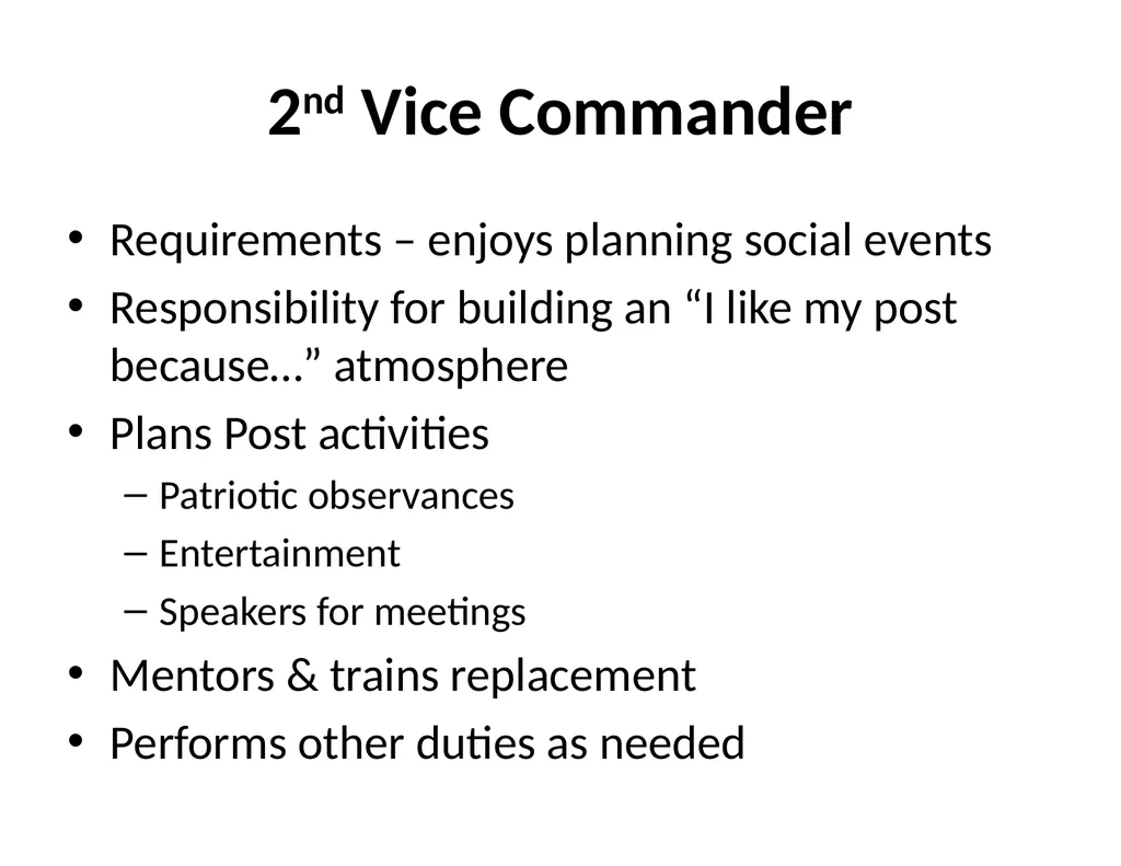 Post Officer Duties & Responsibilities “Getting - slide 8 of 18