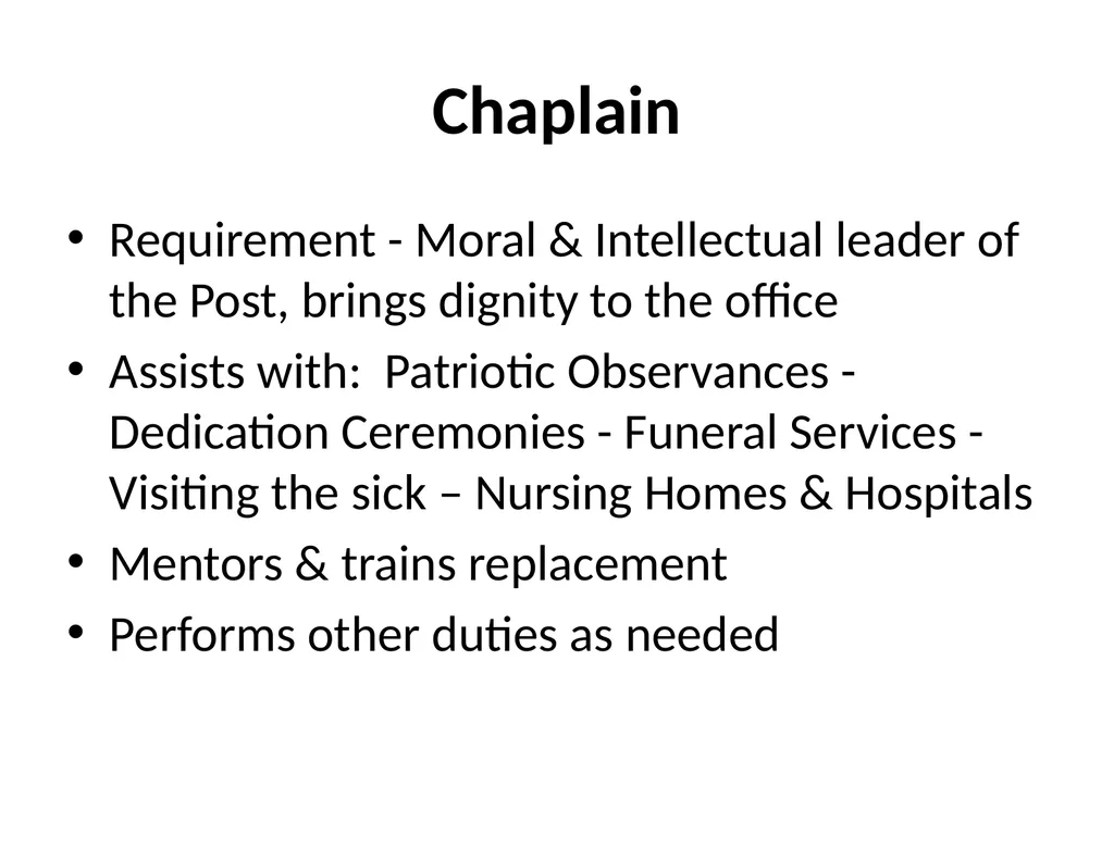 Post Officer Duties & Responsibilities “Getting - slide 12 of 18