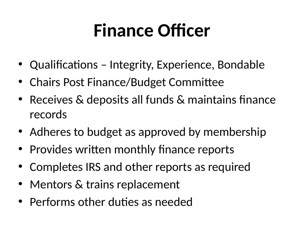 Post Officer Duties & Responsibilities “Getting - slide 10 of 18