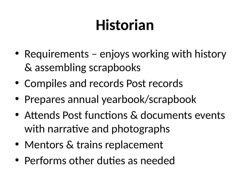 Post Officer Duties & Responsibilities “Getting - slide 15 of 18