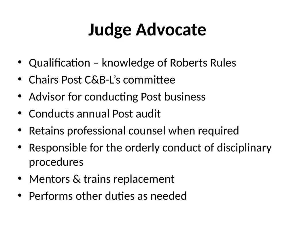 Post Officer Duties & Responsibilities “Getting - slide 13 of 18