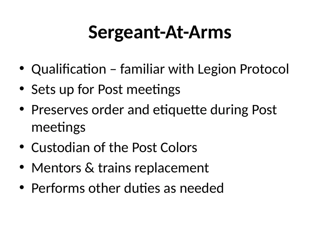 Post Officer Duties & Responsibilities “Getting - slide 14 of 18