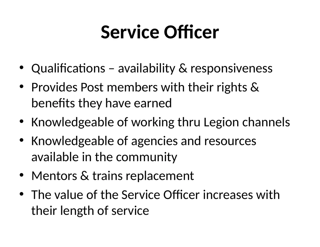 Post Officer Duties & Responsibilities “Getting - slide 11 of 18