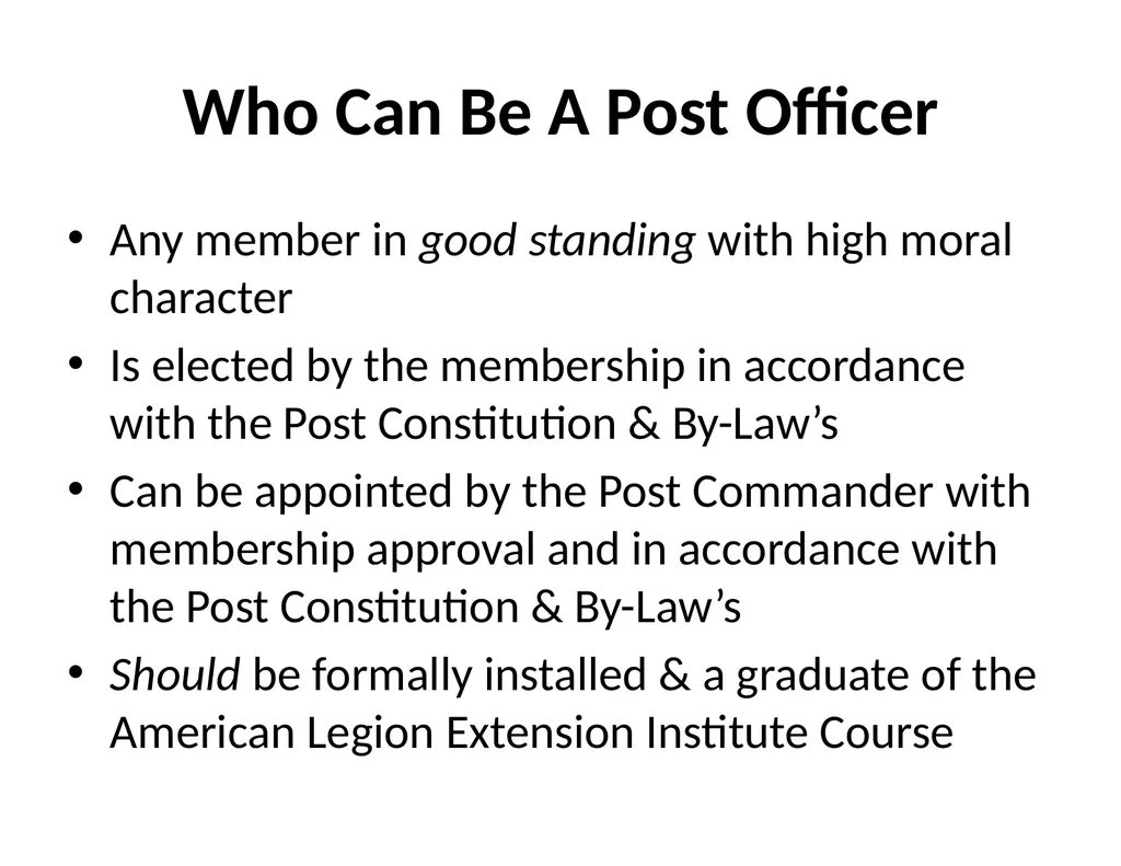 Post Officer Duties & Responsibilities “Getting - slide 4 of 18